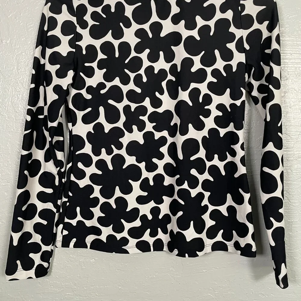Marimekko for Target Girls S Black White Floral Rash Guard Swim Long Sleeve - Picture 2 of 7